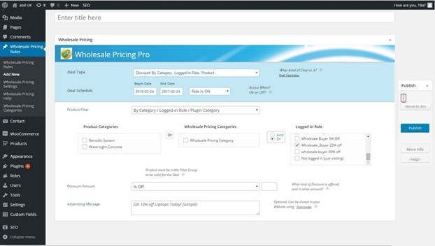 Client based wholesale prices using Woocommerce