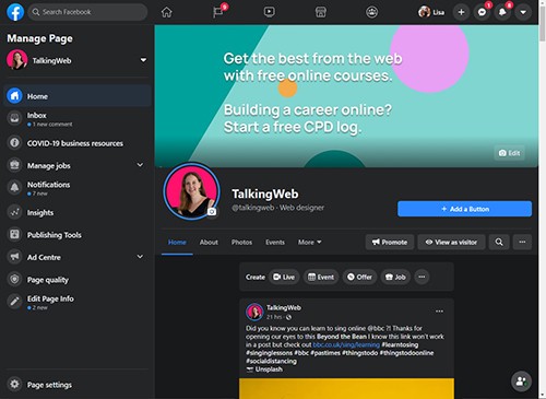 New look facebook dark mode